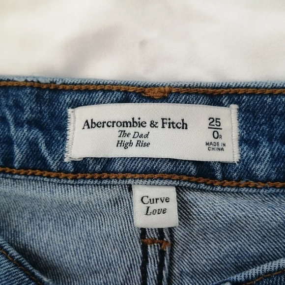 Abercrombie & Fitch Cross Waist The Dad High Rise Jeans Curve Love 0 - Picture 13 of 16